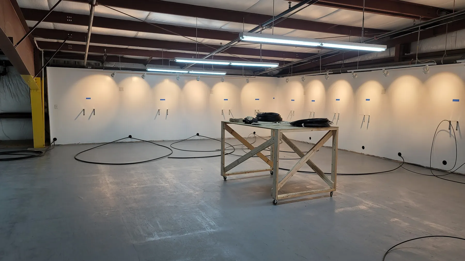 Training still: drops and a work table