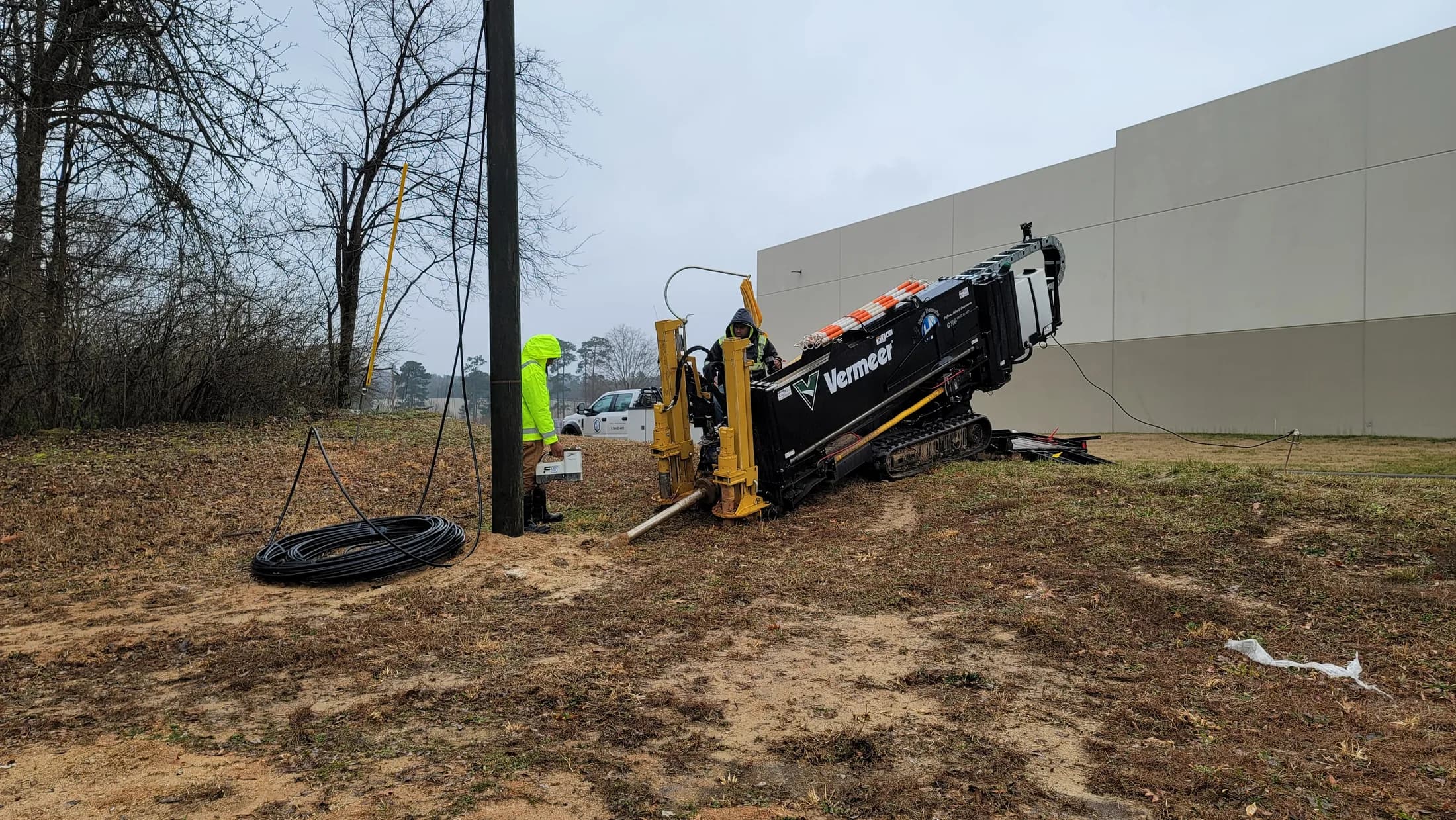 Issued lab still, 2021-02-11: directional drill in the yard